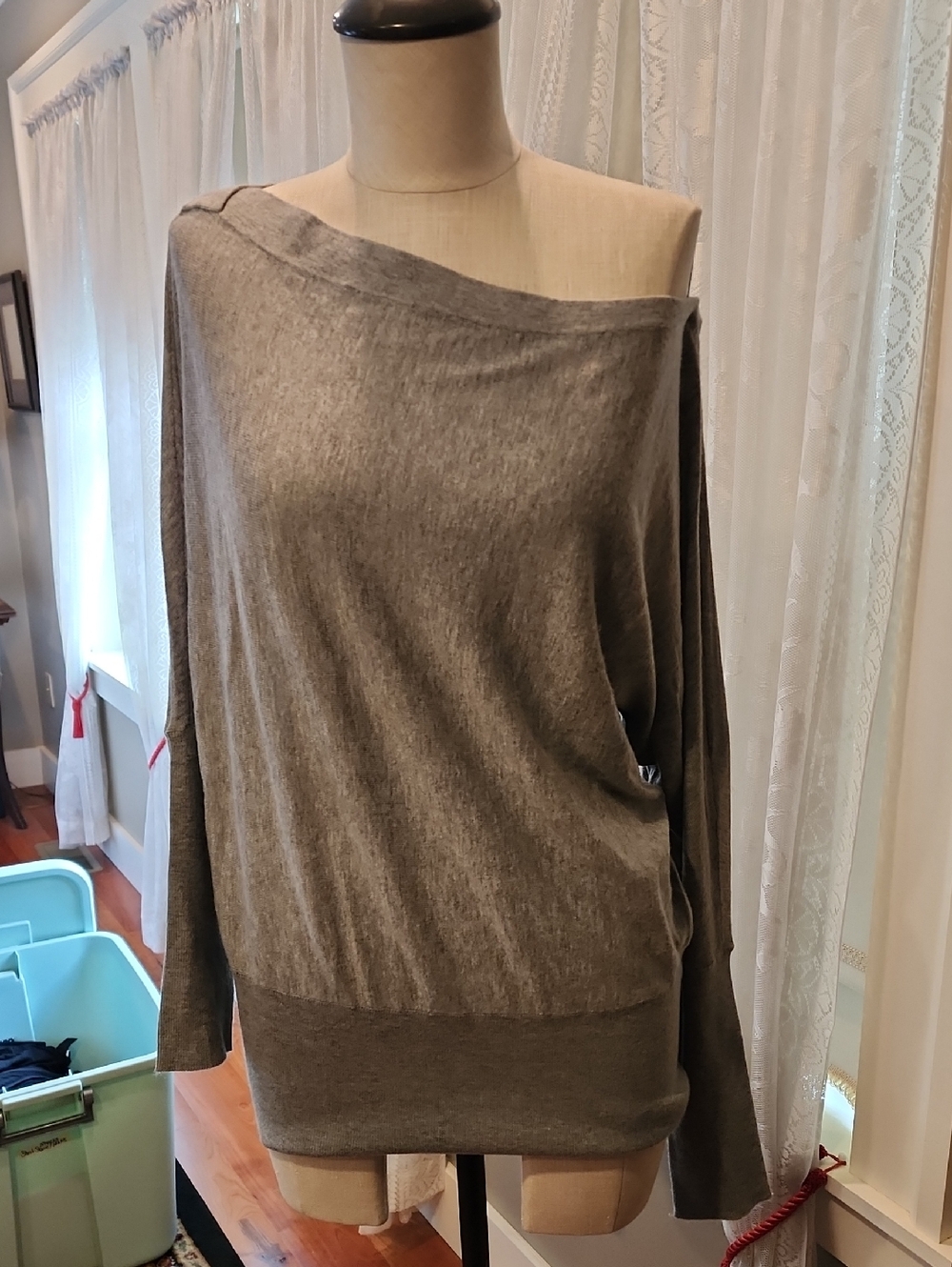 White House Black Market Off-the-Shoulder Grey Sweater